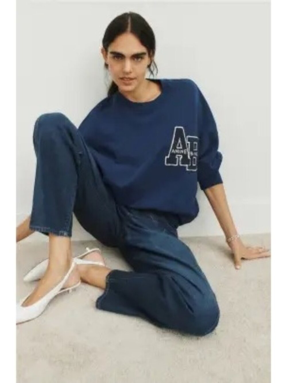 R-2. Anine Bing Miles Oversized Letterman Sweatshirt